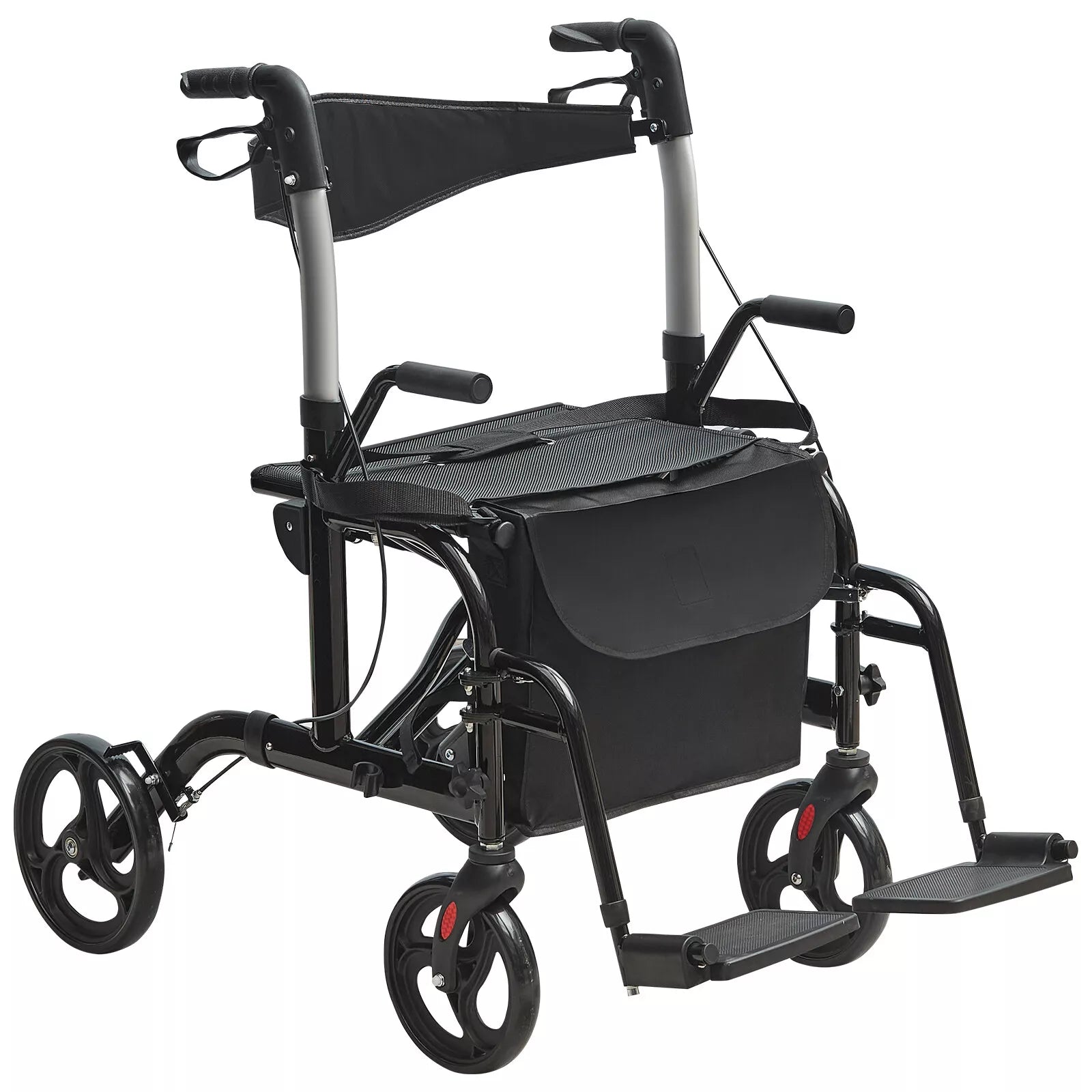 GliderMobility 2 in 1 Rollator Walker & Transport Chair Folding Walker Wheelchair Combo